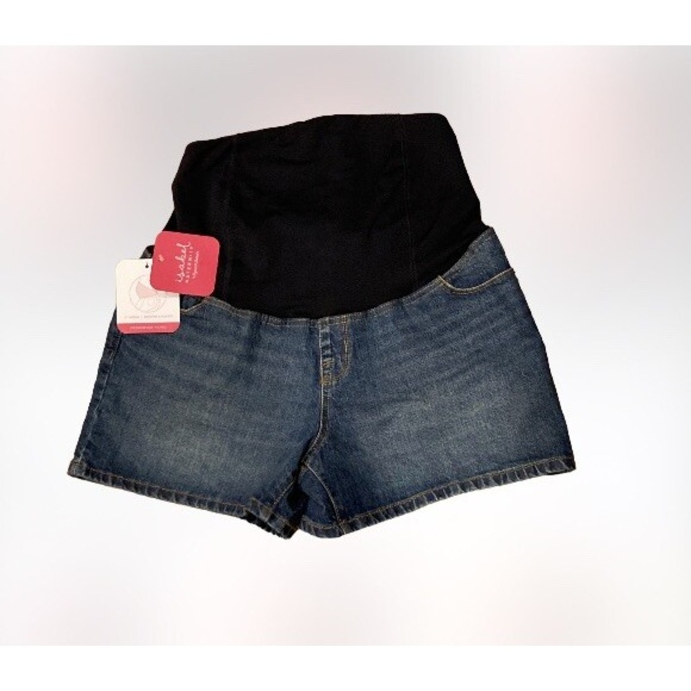 New Size 12 Maternity Jean Shorts Isabel Belly Panel 4" Inseam Denim